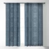 Little Arrow Design Co Boho Sun And Stars Dark Blue Single Panel Sheer Window Curtain - Deny Designs
