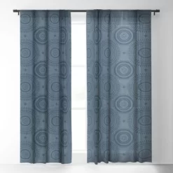 Little Arrow Design Co Boho Sun And Stars Dark Blue Single Panel Sheer Window Curtain - Deny Designs