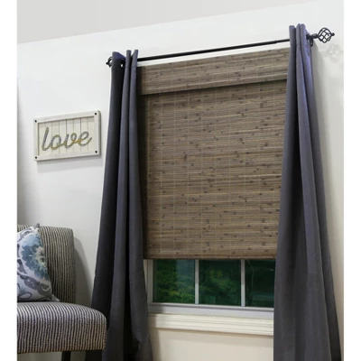 Brooklyn 48-in Cordless Driftwood Bamboo Roman Shade 1 Brooklyn 48-in Cordless Driftwood Bamboo Roman Shade