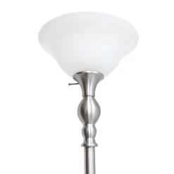 1-Light Classic Torchiere Floor Lamp With Marbleized Glass Shade Brushed Nickel - Lalia Home -Home Decoration Store GUEST 5ab279c1 26a6 47af a0ee 2bddc52181d9