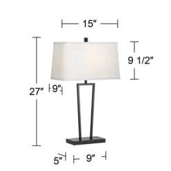 360 Lighting Cole Modern Table Lamps 27" Tall Set Of 2 Black Metal With USB Charging Ports White Rectangular Shade For Bedroom Living Room Bedside -Home Decoration Store GUEST 5ad108d5 96c0 471a 8f11 df4a1a1a43c2