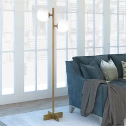 70.5' Floor Lamp With Milk Glass Orb Shade In Gold - Henn&Hart -Home Decoration Store GUEST 5b3eed70 d93b 42b2 b848 ee1dab6c4634