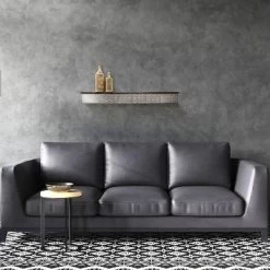 Solid Wood Wall Ledge Shelf With Embossed Metal Details Decorative Metal - InPlace