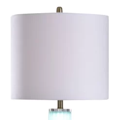 Galaxia Contemporary Art Glass Table Lamp With LED Night Light Base And Shade White - StyleCraft