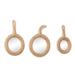 Jute Wall Mirror With Rope Accents Set Of 3 Brown - Olivia & May -Home Decoration Store GUEST 5cd1dc2c ffe3 44cf b5e2 d131e1a2198e