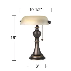Regency Hill Haddington Traditional Piano Banker Table Lamp 16" High Antique Bronze Metal Alabaster Glass Shade For Bedroom Living Room Bedside Office -Home Decoration Store GUEST 5d528dcb f538 4cb5 b511 a732280060e0