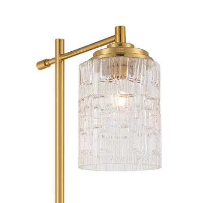 Possini Euro Design Kinsey Modern Downbridge Floor Lamp 67" Tall Warm Brass Metal Stone Pattern Glass Shade For Living Room Reading Bedroom Office 2 Possini Euro Design Kinsey Modern Downbridge Floor Lamp 67" Tall Warm Brass Metal Stone Pattern Glass Shade For Living Room Reading Bedroom Office - Image 2