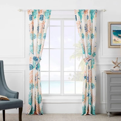 Montego Window Panel Blackout Curtain Pair 42" X 84" Aqua By Greenland Home Fashions 4 Montego Window Panel Blackout Curtain Pair 42" X 84" Aqua By Greenland Home Fashions - Image 4