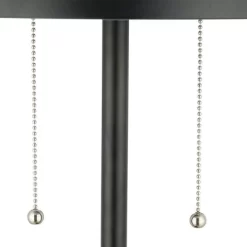 21" Metal Dome Shaped Table Lamp With Pull Chains (Includes LED Light Bulb) Black - Cresswell Lighting