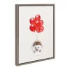 18" X 24" Sylvie Hedgehog Balloons Framed Canvas Wall Art By Amy Peterson Gray - DesignOvation