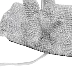 12.6" Diamond Studded Rhinestone Look Kitty Cat Feline Kids' Desk Nightstand Table Lamp With Faux Silk Fabric Shade Silver - Lalia Home -Home Decoration Store GUEST 60b40973 7329 4d9c a776 6997b6f08b32