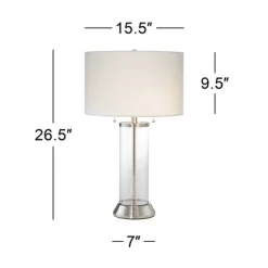 Possini Euro Design Fritz Modern Table Lamp 26 1/2" High Silver Clear Glass Column With USB And AC Power Outlet In Base Drum Shade For Bedroom Desk 15 Possini Euro Design Fritz Modern Table Lamp 26 1/2" High Silver Clear Glass Column With USB And AC Power Outlet In Base Drum Shade For Bedroom Desk -Home Decoration Store GUEST 6119309c 0f87 4af7 ae8c 63aeb091be4f