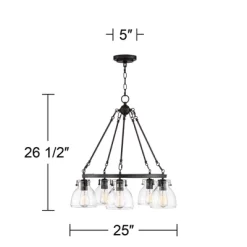 Possini Euro Design Bellis Bronze Wagon Wheel Pendant Chandelier 25" Wide Modern Clear Glass 5-Light Fixture For Dining Room House Kitchen Island Home -Home Decoration Store GUEST 618dbfc5 4583 4867 8ae1 6096256d5a37