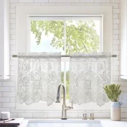 Habitat Limoges Sheer Rod Pocket Floral Lace Design Curtain Tiers For Any Room Soft Selvedge Sides Pair White -Home Decoration Store GUEST 61ee5ebe 4aa9 4a3b 8369 e8dc8f0c2d3f
