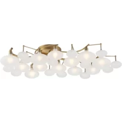 Possini Euro Design Lilypad Modern Ceiling Light Semi Flush Mount Fixture 30 1/4" Wide Warm Brass 12-Light Frosted Glass Shade For Bedroom Living Room -Home Decoration Store GUEST 6290ad1c 7303 4beb b78c 9260da63b240