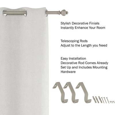 1-Inch Curtain Rod- Decorative Modern Urn Finials And Hardware- For Home Decor In Bedroom And Kitchen, 66-120-Inch By Hastings Home (Gray) 2 1-Inch Curtain Rod- Decorative Modern Urn Finials And Hardware- For Home Decor In Bedroom And Kitchen, 66-120-Inch By Hastings Home (Gray) - Image 2