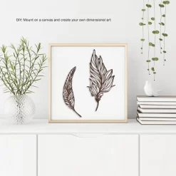 Wall Decor-Set Of Two Metal Feather Hanging Wall Art Laser Cut Contemporary Nature Sculpture For Living Room, Bedroom, Kitchen By Hastings Home -Home Decoration Store GUEST 638fea3f 62df 4f4c 83a1 701146af421a
