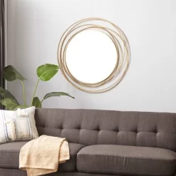 Metal Wall Mirror With Overlapping Ring Frame Gold - Olivia & May