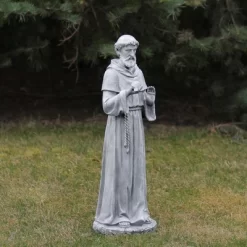 Northlight 28" St. Francis With Bird Outdoor Garden Statue