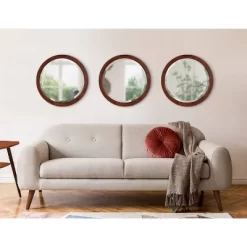 18" X 18" Hogan Round Framed Decorative Wall Mirror Walnut Brown - Kate & Laurel All Things Decor -Home Decoration Store GUEST 6518580a ab68 4c8f 9a40 01e7ded54f50