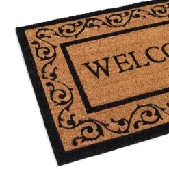 BirdRock Home Welcome Coir Doormat With Scroll Border - 24 X 36