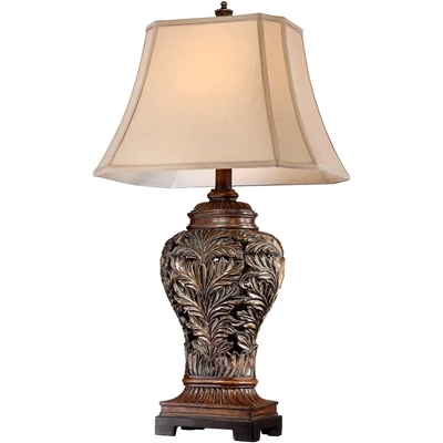 Barnes And Ivy Traditional Table Lamps 32.5" Tall Set Of 2 Bronze Curling Leaves Tan Rectangular Shade For Living Room Family Bedroom Bedside 5 Barnes And Ivy Traditional Table Lamps 32.5" Tall Set Of 2 Bronze Curling Leaves Tan Rectangular Shade For Living Room Family Bedroom Bedside - Image 5