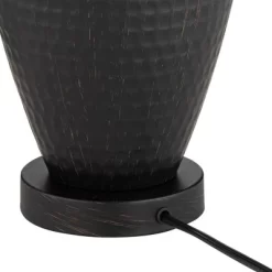 Regency Hill Auburn Rustic Farmhouse Table Lamp 25" High Bronze Hammered Natural Linen Empire Shade For Bedroom Living Room Bedside Nightstand Office -Home Decoration Store GUEST 65aec3f5 d063 438d a71a c358e80375c9