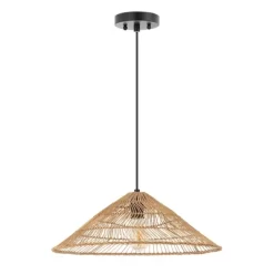 20.25" 1-Light Nova Farmhouse Coastal Rattan LED Pendant Brown - JONATHAN Y -Home Decoration Store GUEST 66ee65e0 9af0 4aaa 8d45 755cf262c5e7