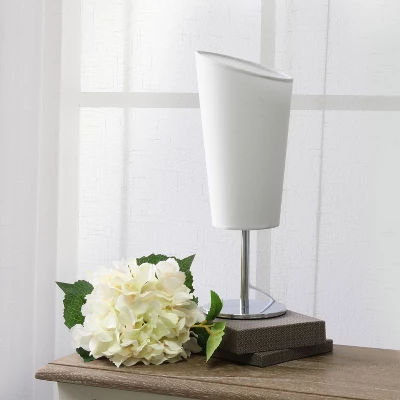Mini Table Lamp With Angled Fabric Shade White - Simple Designs 2 Mini Table Lamp With Angled Fabric Shade White - Simple Designs - Image 2