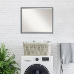 Dixie Rustic Narrow Framed Bathroom Vanity Wall Mirror Blue/Gray - Amanti Art -Home Decoration Store GUEST 6718f9f1 eb39 4a97 95a1 58ebddae9b6d