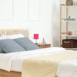 11.81" Traditional Petite Metal Stick Bedside Table Desk Lamp In Chrome With Fabric Shade Vibrant Pink - Creekwood Home -Home Decoration Store GUEST 68b801e1 a3cb 4d13 b9ad 43ef8f84ff87