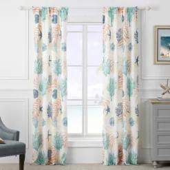 Montego Window Panel Blackout Curtain Pair 42" X 84" Aqua By Greenland Home Fashions