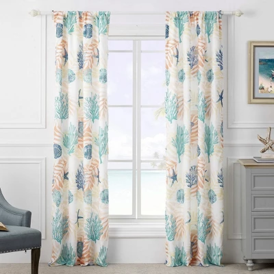 Montego Window Panel Blackout Curtain Pair 42" X 84" Aqua By Greenland Home Fashions 1 Montego Window Panel Blackout Curtain Pair 42" X 84" Aqua By Greenland Home Fashions