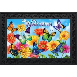 Fluttering Butterflies Spring Doormat Indoor Outdoor 30" X 18" Briarwood Lane