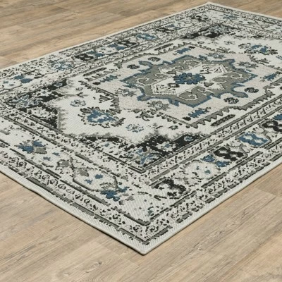 Trinity Distressed Traditional Patio Area Rug Beige/Gray - Captiv8e Designs 3 Trinity Distressed Traditional Patio Area Rug Beige/Gray - Captiv8e Designs - Image 3