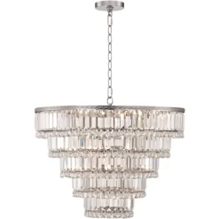 Vienna Full Spectrum Magnificence Satin Nickel Chandelier 24 1/2" Wide Modern Faceted Crystal Glass 15-Light LED Fixture For Dining Room House Kitchen -Home Decoration Store GUEST 6c0cd1d3 b835 47ab a279 409caaac1afc