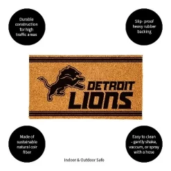 Evergreen Detroit Lions Logo Turf Mat, Brown- 28 X 16 Inches Indoor Outdoor Doormat -Home Decoration Store GUEST 6c52efe3 7d9f 4034 b5a3 2d3115eca556