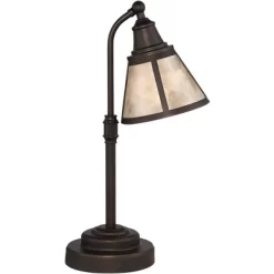 Regency Hill Malta Rustic Farmhouse Desk Lamp 18 1/2" High Satin Bronze Metal Adjustable Blond Mica Shade For Bedroom Living Room Bedside Nightstand -Home Decoration Store GUEST 6c5742eb d965 47e5 9c1f 2af998e3b980