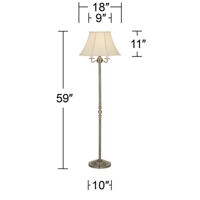 Regency Hill Montebello Vintage Retro Floor Lamp Standing 59" Tall Antique Brass Metal Soft Tan Bell Shade For Living Room Bedroom Office House Home 6 Regency Hill Montebello Vintage Retro Floor Lamp Standing 59" Tall Antique Brass Metal Soft Tan Bell Shade For Living Room Bedroom Office House Home - Image 6
