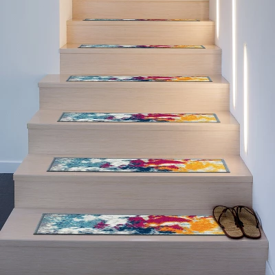 World Rug Gallery Modern Abstract Non-Slip Stair Treads 1 World Rug Gallery Modern Abstract Non-Slip Stair Treads