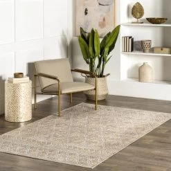 NuLOOM Úna Lattice Stain-Resistant Machine Washable Area Rug
