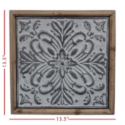 Whitewashed Tin Tile With Wood Frame Wall Decor - Foreside Home & Garden 11 Whitewashed Tin Tile With Wood Frame Wall Decor - Foreside Home & Garden -Home Decoration Store GUEST 7016a64f 23e1 4d0d a467 9530e2a56a52
