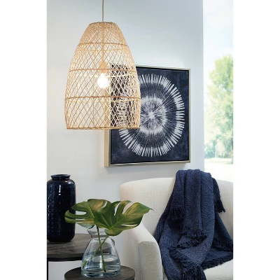 Calett Rattan Pendant Beige - Signature Design By Ashley 1 Calett Rattan Pendant Beige - Signature Design By Ashley