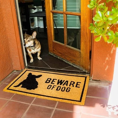 Beware Of Dog Natural Coir Door Mat 17"x30" - Welcome Front Doormat Non Slip Rug For Home Indoor Outdoor Entrance 1 Beware Of Dog Natural Coir Door Mat 17"x30" - Welcome Front Doormat Non Slip Rug For Home Indoor Outdoor Entrance