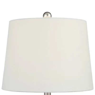 360 Lighting Ricky Modern Table Lamps 24" High Set Of 2 Deep Blue Triangle Textured Ceramic White Fabric Tapered Drum Shade For Bedroom Living Room 2 360 Lighting Ricky Modern Table Lamps 24" High Set Of 2 Deep Blue Triangle Textured Ceramic White Fabric Tapered Drum Shade For Bedroom Living Room - Image 2