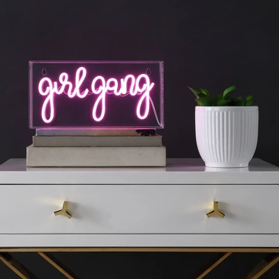 11.88" Girl Gang Contemporary Glam Acrylic Box Pendant (Includes LED Light Bulb) Neon Pink - JONATHAN Y 3 11.88" Girl Gang Contemporary Glam Acrylic Box Pendant (Includes LED Light Bulb) Neon Pink - JONATHAN Y - Image 3