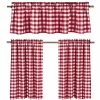 GoodGram Candy Apple Red & White Country Checkered Plaid Kitchen Tier Curtain Valance Set - 58 In. W X 36 In. L