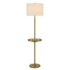 62" Crofton Metal Floor Lamp With USB Ports And Drum Shade Antique Brass - Cal Lighting