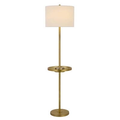 62" Crofton Metal Floor Lamp With USB Ports And Drum Shade Antique Brass - Cal Lighting 1 62" Crofton Metal Floor Lamp With USB Ports And Drum Shade Antique Brass - Cal Lighting