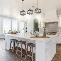 12.5" Metal Geometric Open Cage Mini Pendant Black - Cresswell Lighting